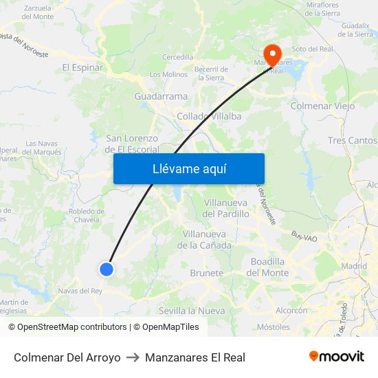 Colmenar Del Arroyo to Manzanares El Real map