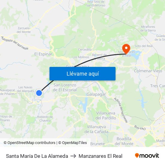 Santa María De La Alameda to Manzanares El Real map