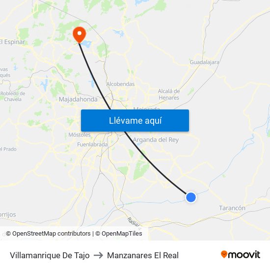 Villamanrique De Tajo to Manzanares El Real map