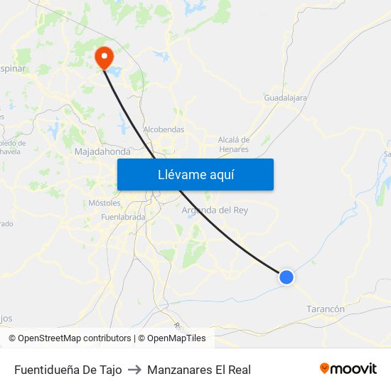 Fuentidueña De Tajo to Manzanares El Real map