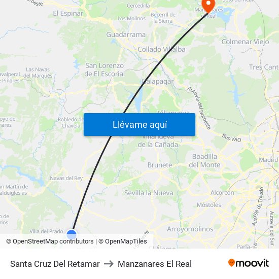 Santa Cruz Del Retamar to Manzanares El Real map
