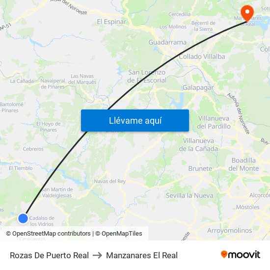 Rozas De Puerto Real to Manzanares El Real map