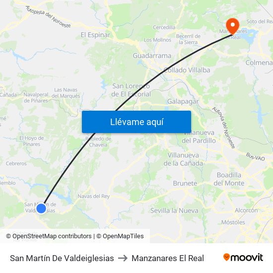 San Martín De Valdeiglesias to Manzanares El Real map