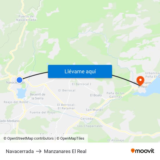 Navacerrada to Manzanares El Real map