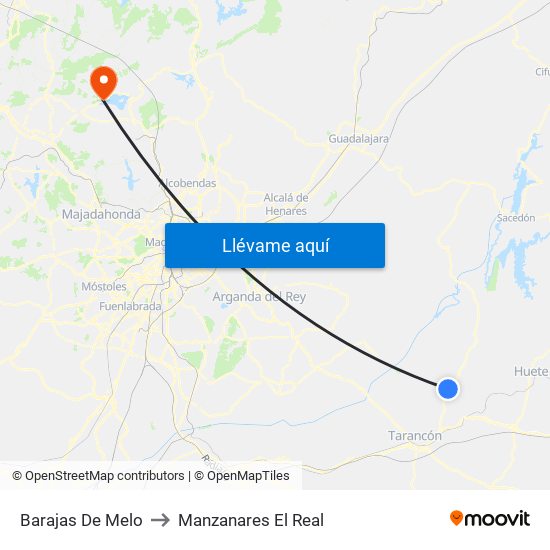 Barajas De Melo to Manzanares El Real map
