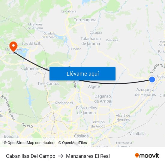Cabanillas Del Campo to Manzanares El Real map