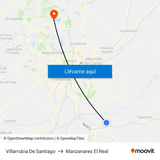 Villarrubia De Santiago to Manzanares El Real map
