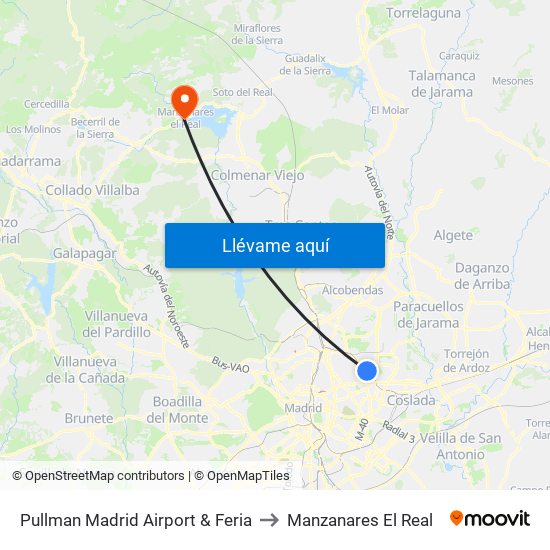 Pullman Madrid Airport & Feria to Manzanares El Real map