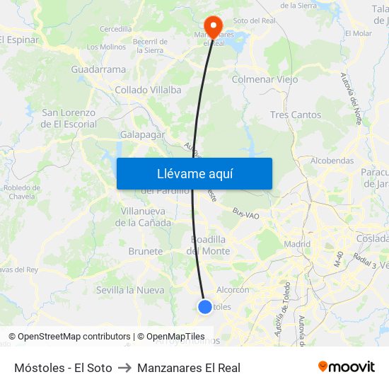Móstoles - El Soto to Manzanares El Real map