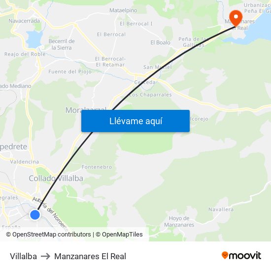 Villalba to Manzanares El Real map