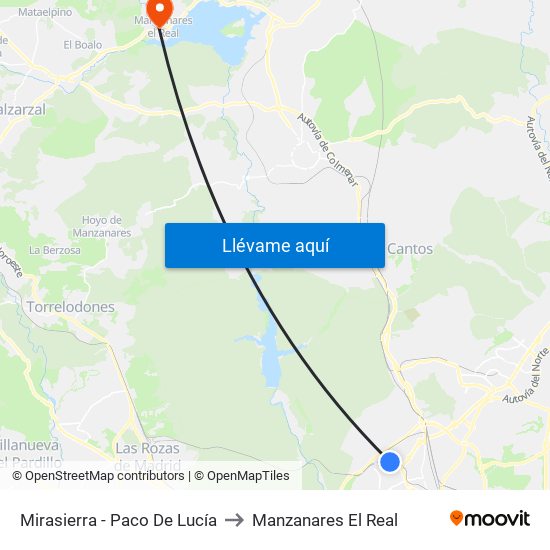 Mirasierra - Paco De Lucía to Manzanares El Real map
