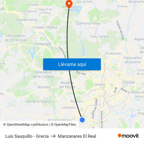 Luis Sauquillo - Grecia to Manzanares El Real map