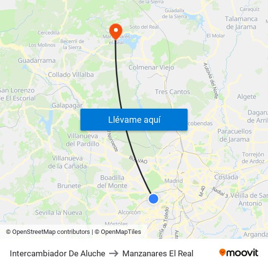 Intercambiador De Aluche to Manzanares El Real map