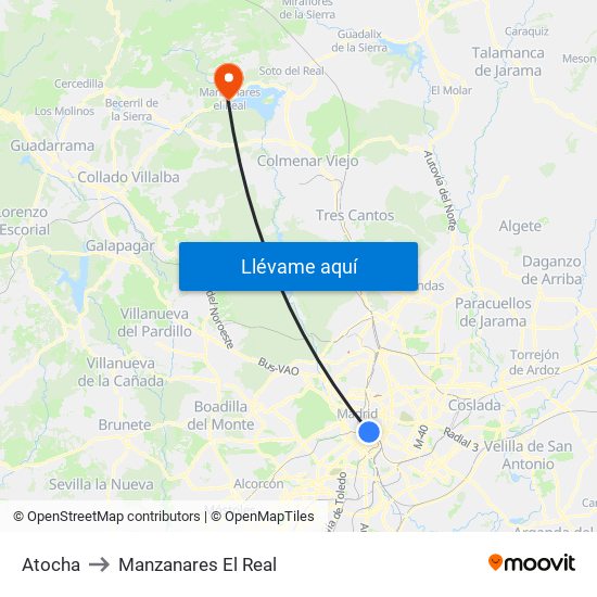 Atocha to Manzanares El Real map