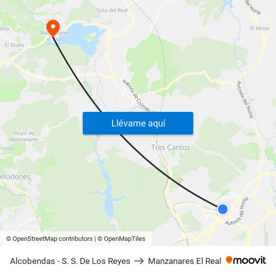 Alcobendas - S. S. De Los Reyes to Manzanares El Real map