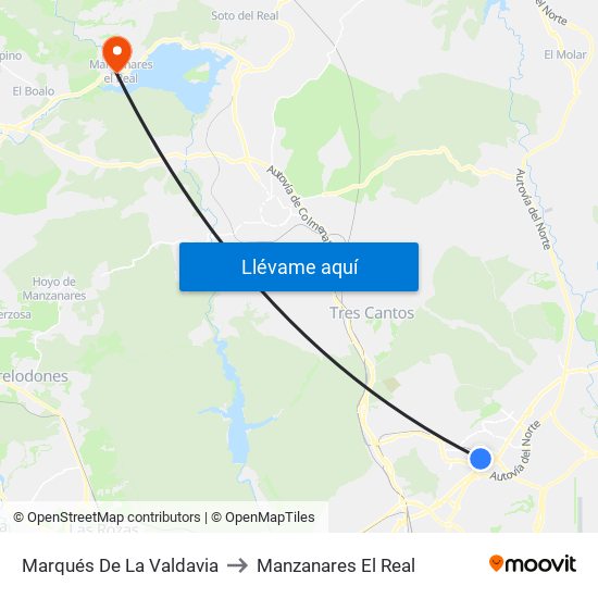 Marqués De La Valdavia to Manzanares El Real map