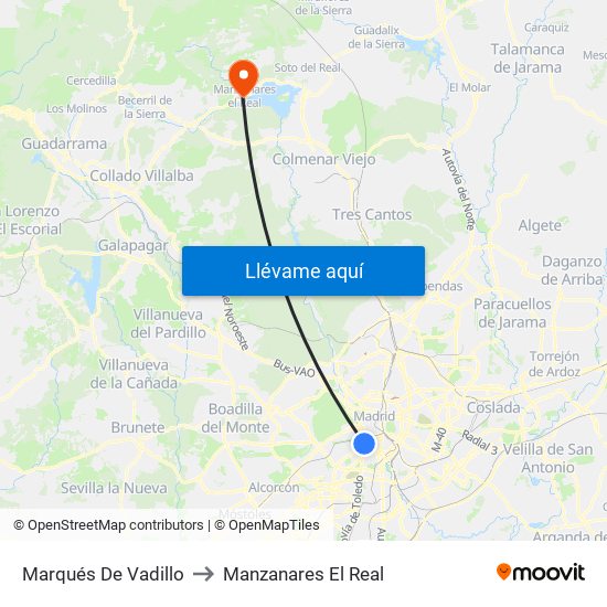 Marqués De Vadillo to Manzanares El Real map