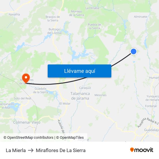 La Mierla to Miraflores De La Sierra map