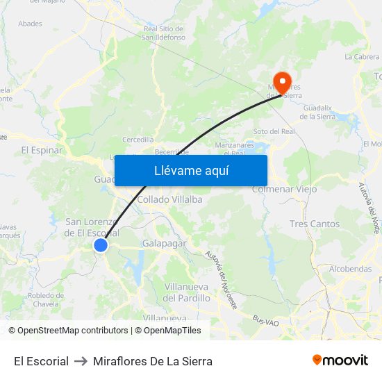 El Escorial to Miraflores De La Sierra map