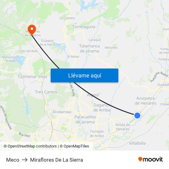 Meco to Miraflores De La Sierra map