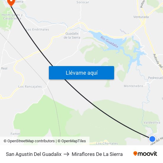 San Agustín Del Guadalix to Miraflores De La Sierra map