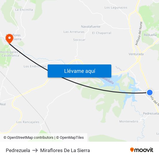 Pedrezuela to Miraflores De La Sierra map
