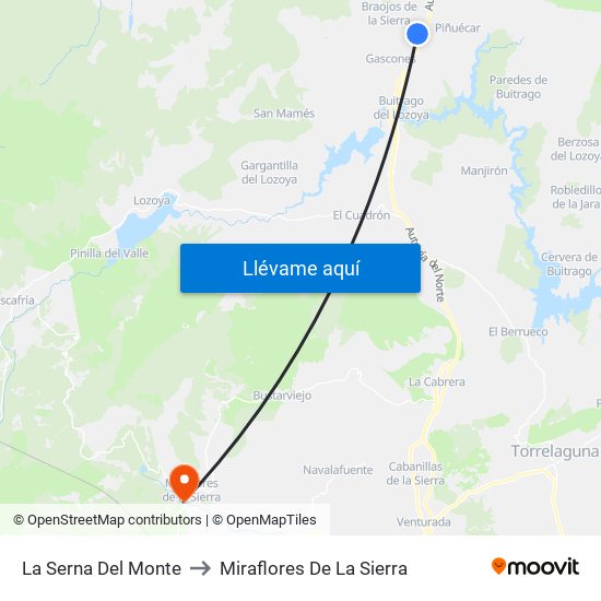 La Serna Del Monte to Miraflores De La Sierra map