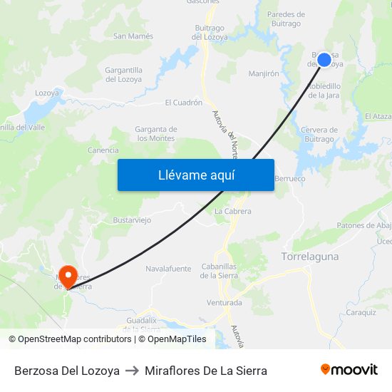 Berzosa Del Lozoya to Miraflores De La Sierra map