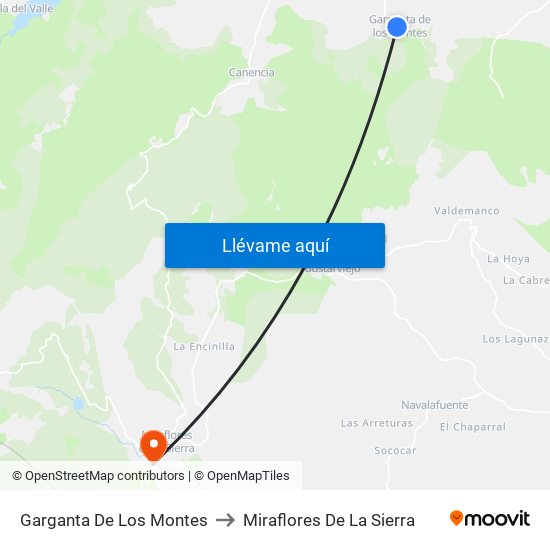 Garganta De Los Montes to Miraflores De La Sierra map