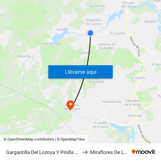 Gargantilla Del Lozoya Y Pinilla De Buitrago to Miraflores De La Sierra map