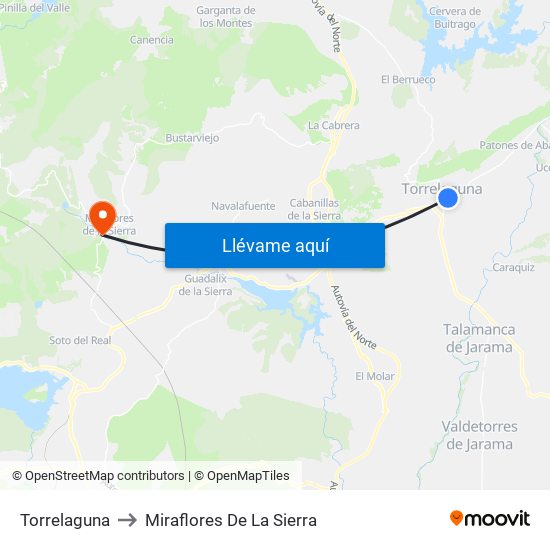 Torrelaguna to Miraflores De La Sierra map