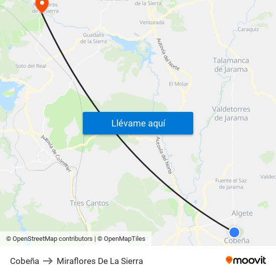 Cobeña to Miraflores De La Sierra map