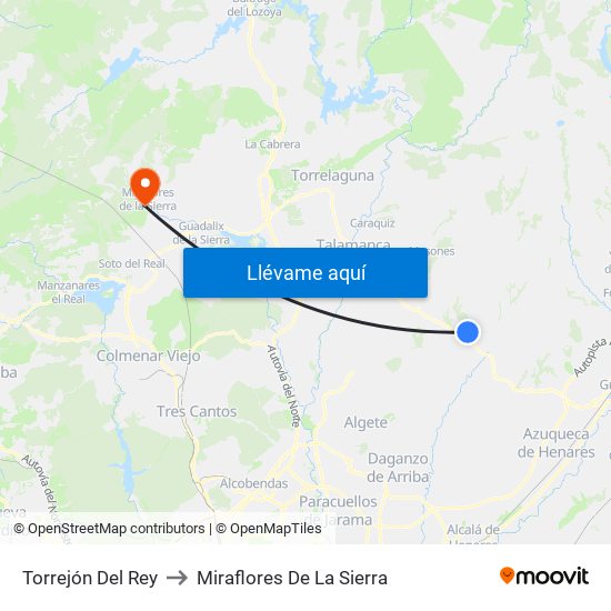 Torrejón Del Rey to Miraflores De La Sierra map