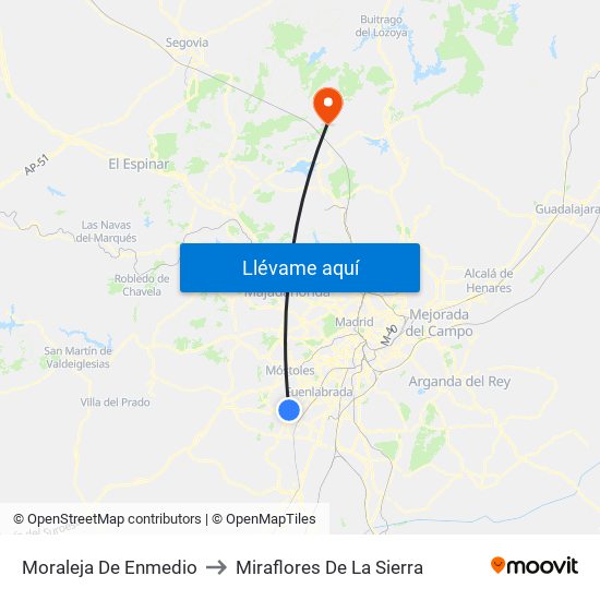 Moraleja De Enmedio to Miraflores De La Sierra map