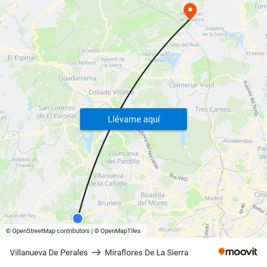 Villanueva De Perales to Miraflores De La Sierra map
