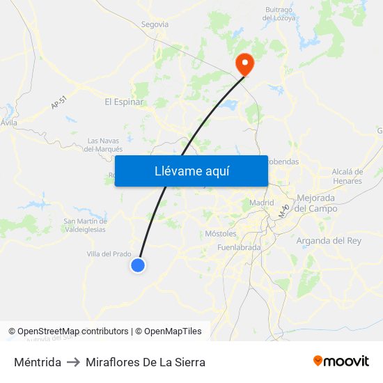 Méntrida to Miraflores De La Sierra map