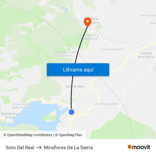 Soto Del Real to Miraflores De La Sierra map