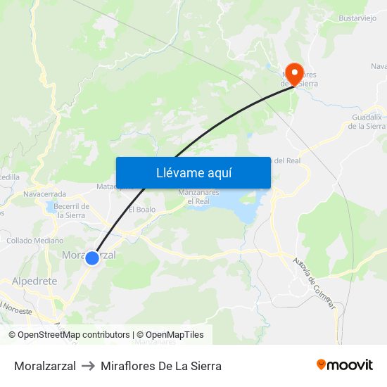 Moralzarzal to Miraflores De La Sierra map