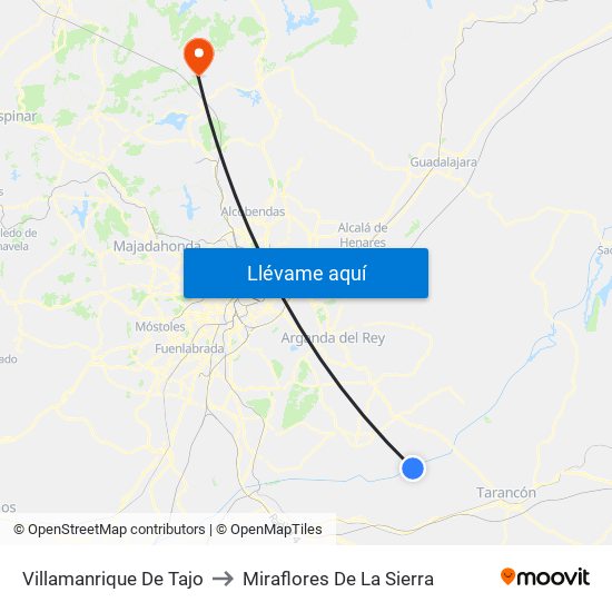 Villamanrique De Tajo to Miraflores De La Sierra map