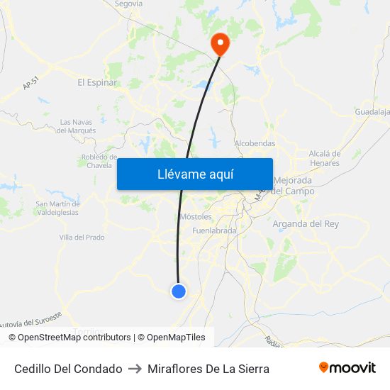 Cedillo Del Condado to Miraflores De La Sierra map