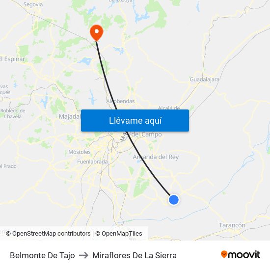 Belmonte De Tajo to Miraflores De La Sierra map