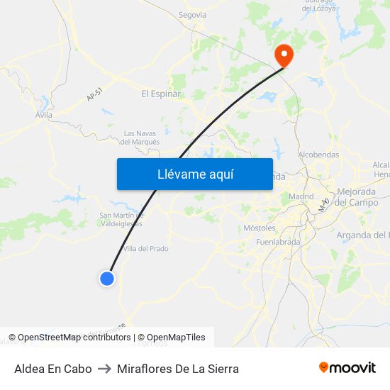 Aldea En Cabo to Miraflores De La Sierra map