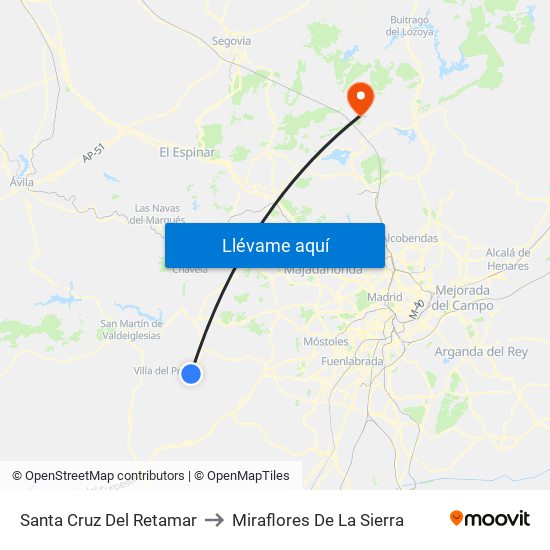 Santa Cruz Del Retamar to Miraflores De La Sierra map