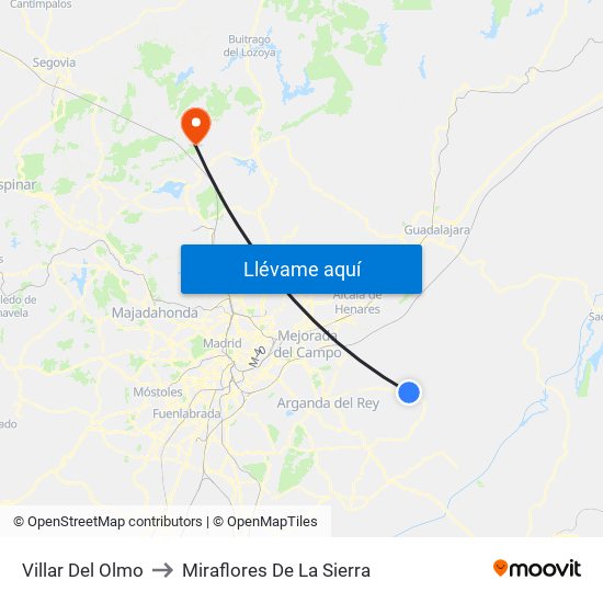 Villar Del Olmo to Miraflores De La Sierra map