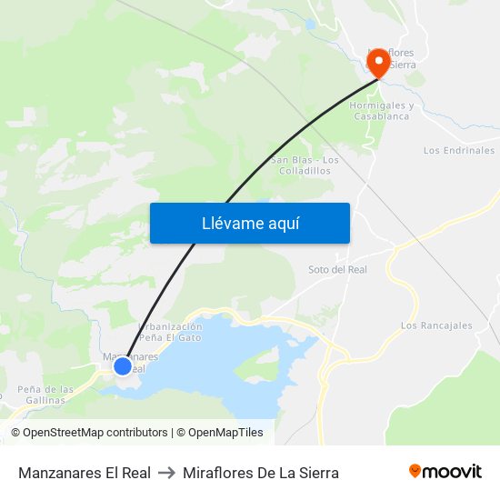 Manzanares El Real to Miraflores De La Sierra map