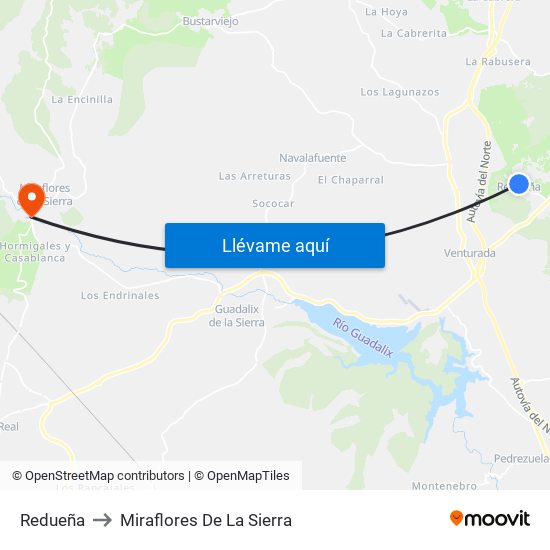 Redueña to Miraflores De La Sierra map