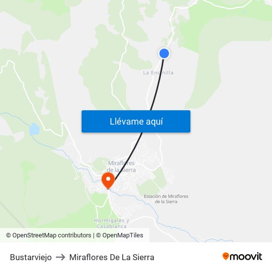 Bustarviejo to Miraflores De La Sierra map