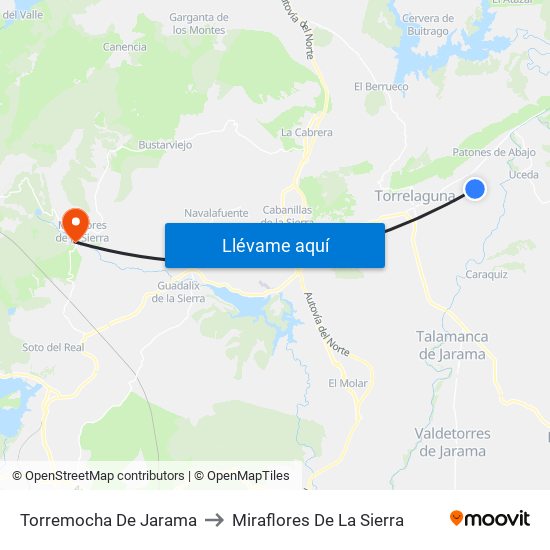 Torremocha De Jarama to Miraflores De La Sierra map