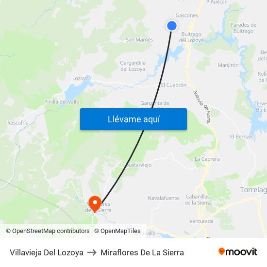 Villavieja Del Lozoya to Miraflores De La Sierra map