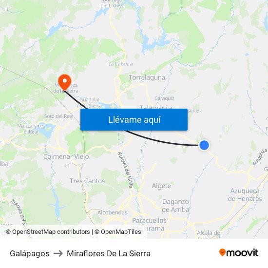 Galápagos to Miraflores De La Sierra map